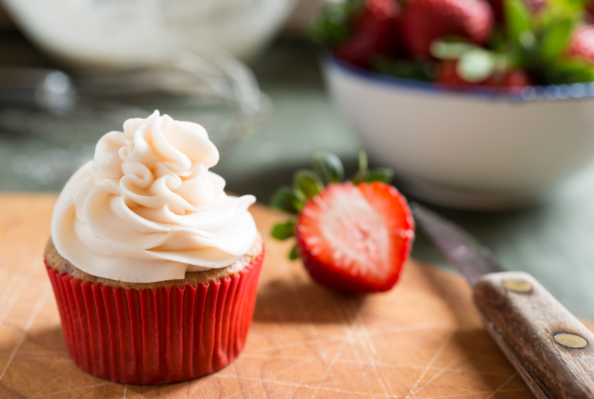 Strawberry Cupcake and Strawberries Horizontal
