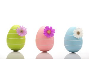 Easter eggs with flower