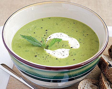 bowl of pea and mint soup