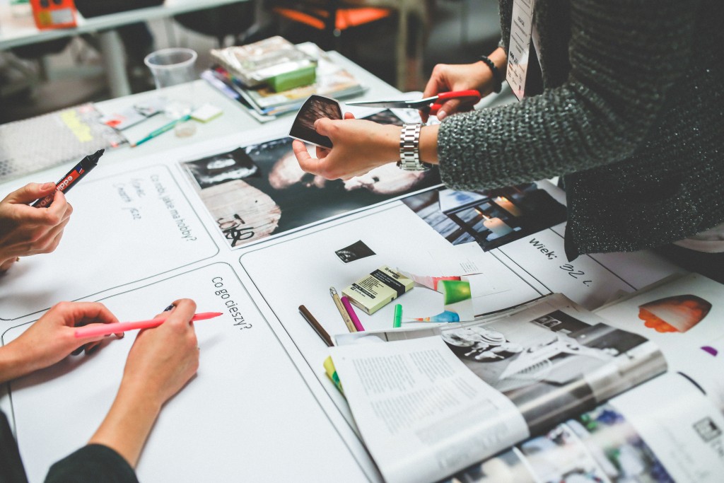 woman working on a dream board