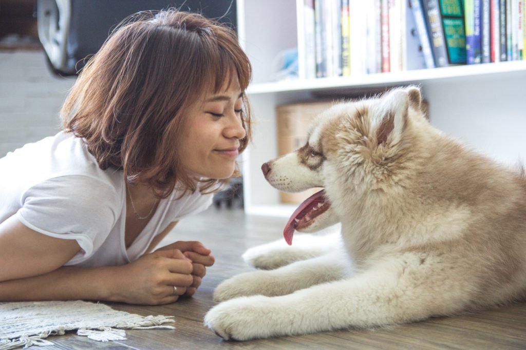 woman with dog